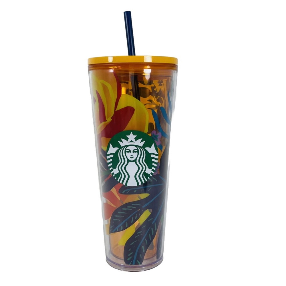 🔥 Starbucks 2022 Orange Summer Aqua Terra 24oz Venti Tumbler Cold Cup